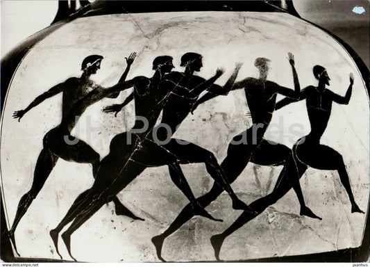 Greek vase painting - The Runners - Die Wettlaufer - Attic amphora 5th century BC - ancient world - Germany - unused - JH Postcards