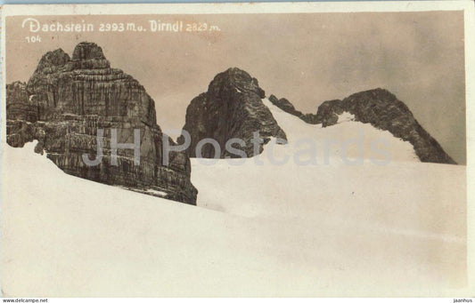 Dachstein 2993 m - Dirndl 2823 m - mountains - glacier - No. 104 - old postcard - 1920s - Austria - used - JH Postcards
