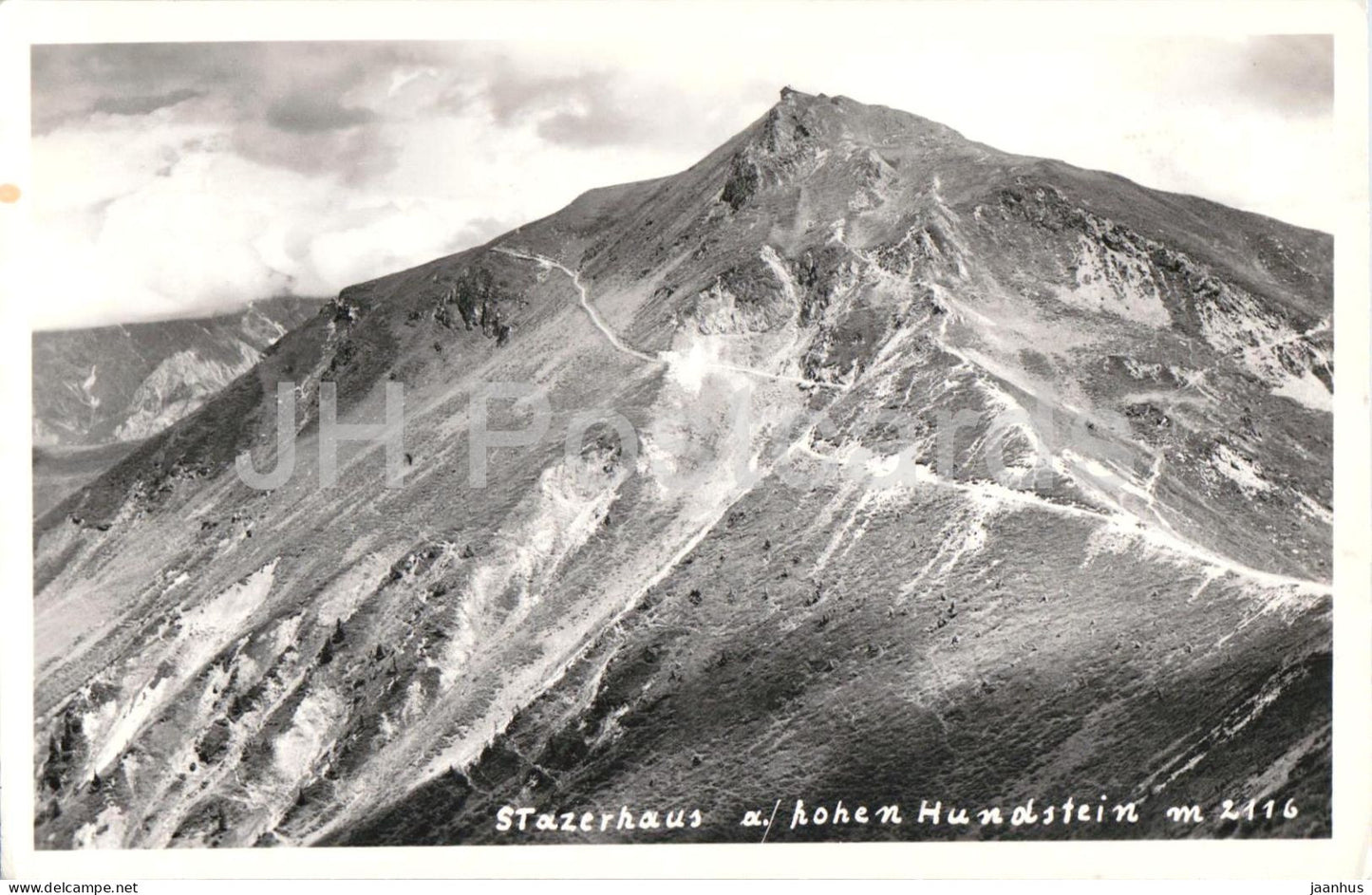 Stazerhaus a. hohen Hundstein m 2116 - Alps - mountains - old postcard - 1954 - Austria - used - JH Postcards