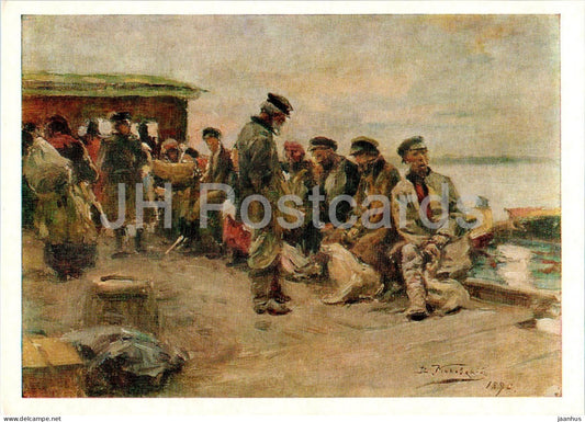 painting by V. Makovsky - At the Pier - Russian art - 1979 - Russia USSR - unused - JH Postcards