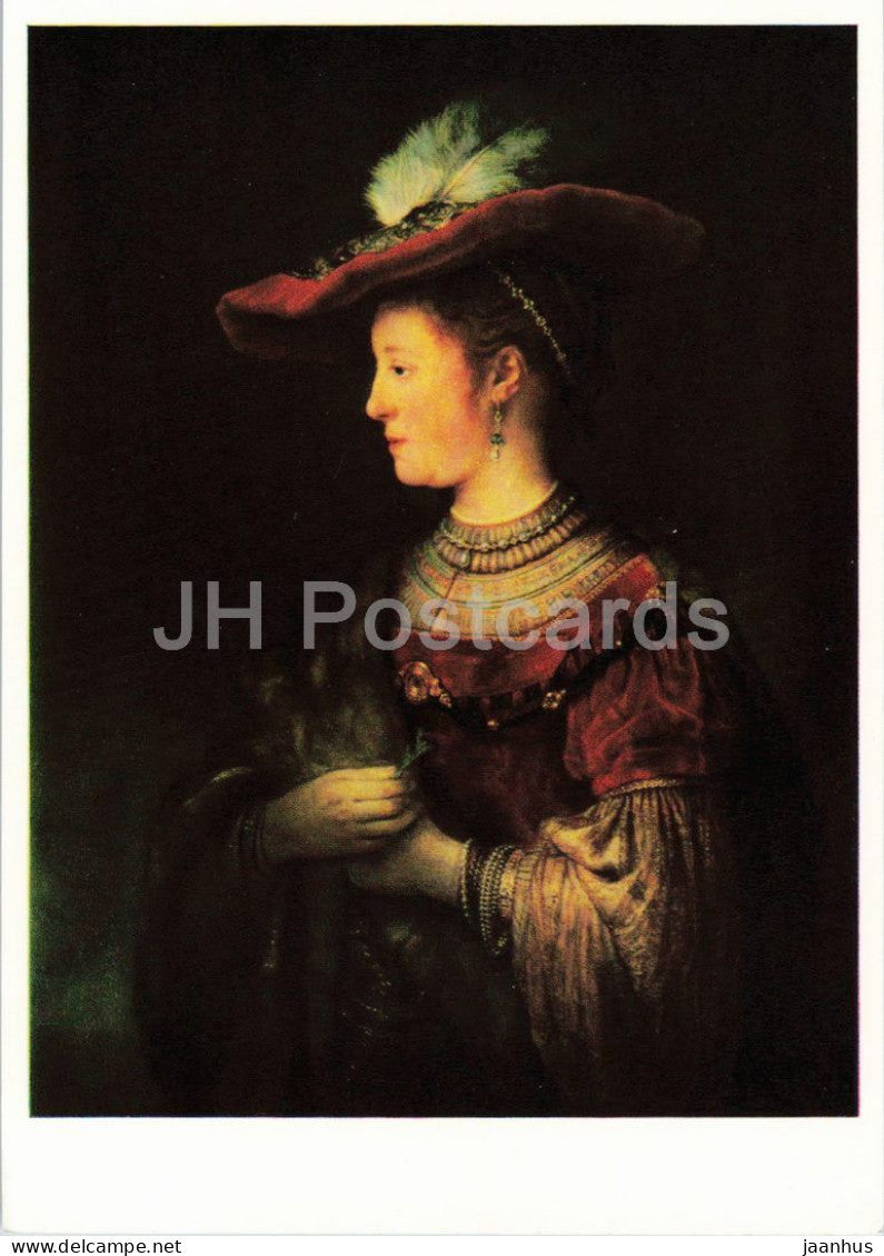 painting by Rembrandt van Rijn - Saskia - Dutch art - 612 - 1971 - Germany DDR - unused - JH Postcards