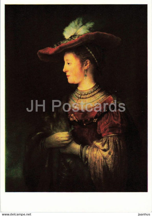 painting by Rembrandt van Rijn - Saskia - Dutch art - 612 - 1971 - Germany DDR - unused - JH Postcards