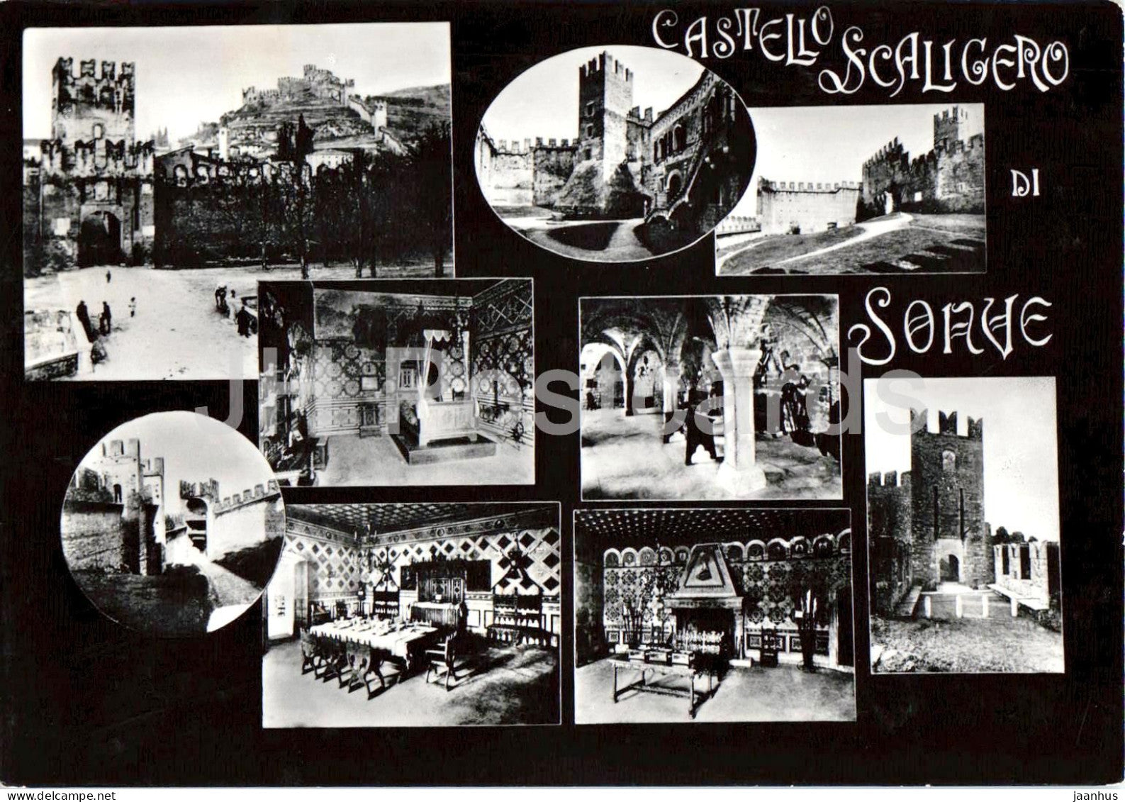Castello di Soave - Castello Scaligero - medieval fortress - multiview - 2663 - old postcard - 1954 - Italy - used - JH Postcards