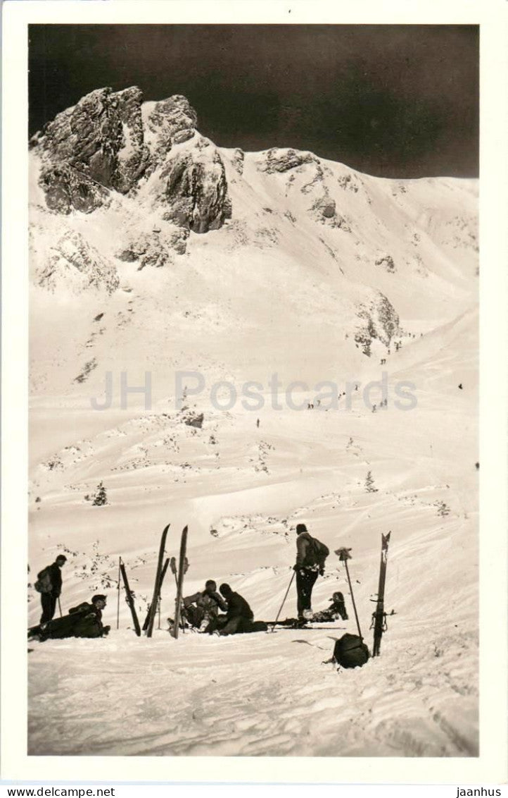 Zahnradbahn auf den Hochschneeberg - skiing - mountain landscape winter sports - old postcard - Austria - unused - JH Postcards