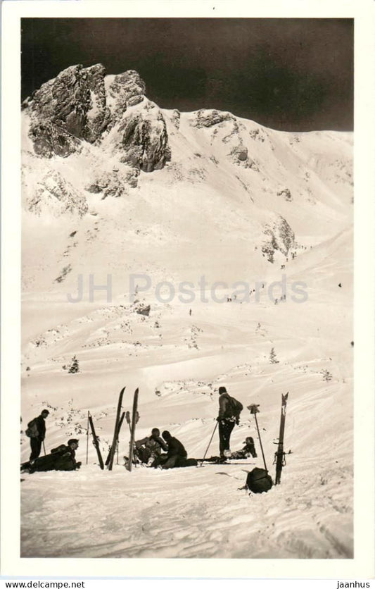 Zahnradbahn auf den Hochschneeberg - skiing - mountain landscape winter sports - old postcard - Austria - unused - JH Postcards