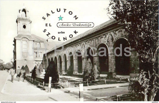 Szolnok - Tisza Szallo - Szolnok - Tisza Hotel - Amika Renkontigo - hotel facade - arcade - Hungary - unused - JH Postcards