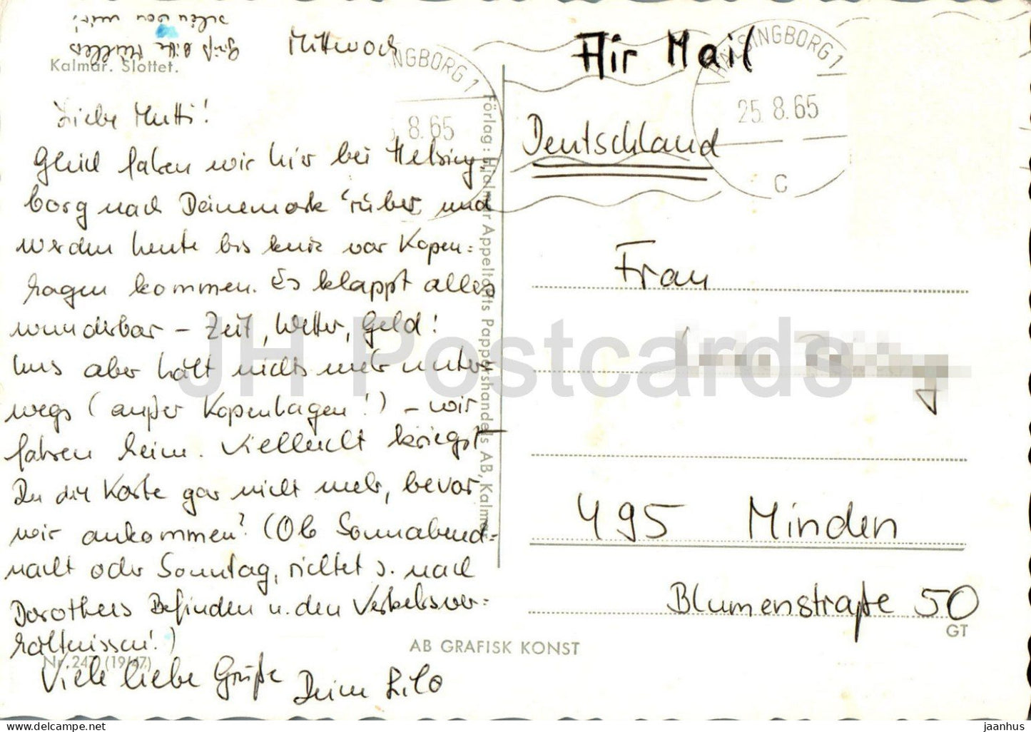 Kalmar Slottet - château - bateau - 247 - 1965 - Suède - utilisé 