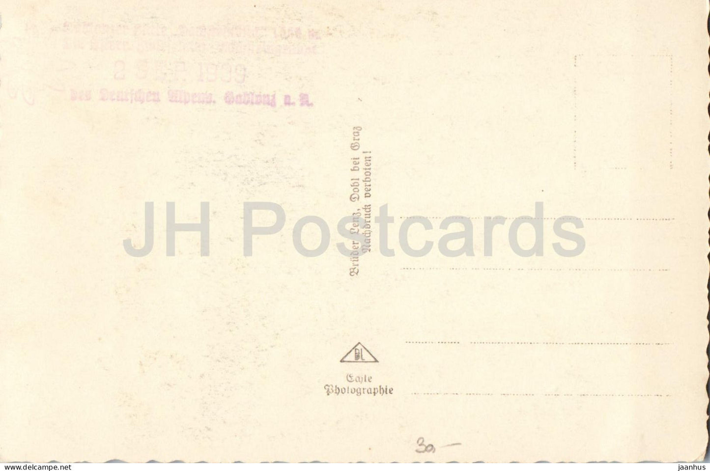 Gablonzer Haus - Dachsteinblick 1550 m mit Dachsteingebirge und Gosaukamm - carte postale ancienne - 1939 - Autriche - inutilisée 