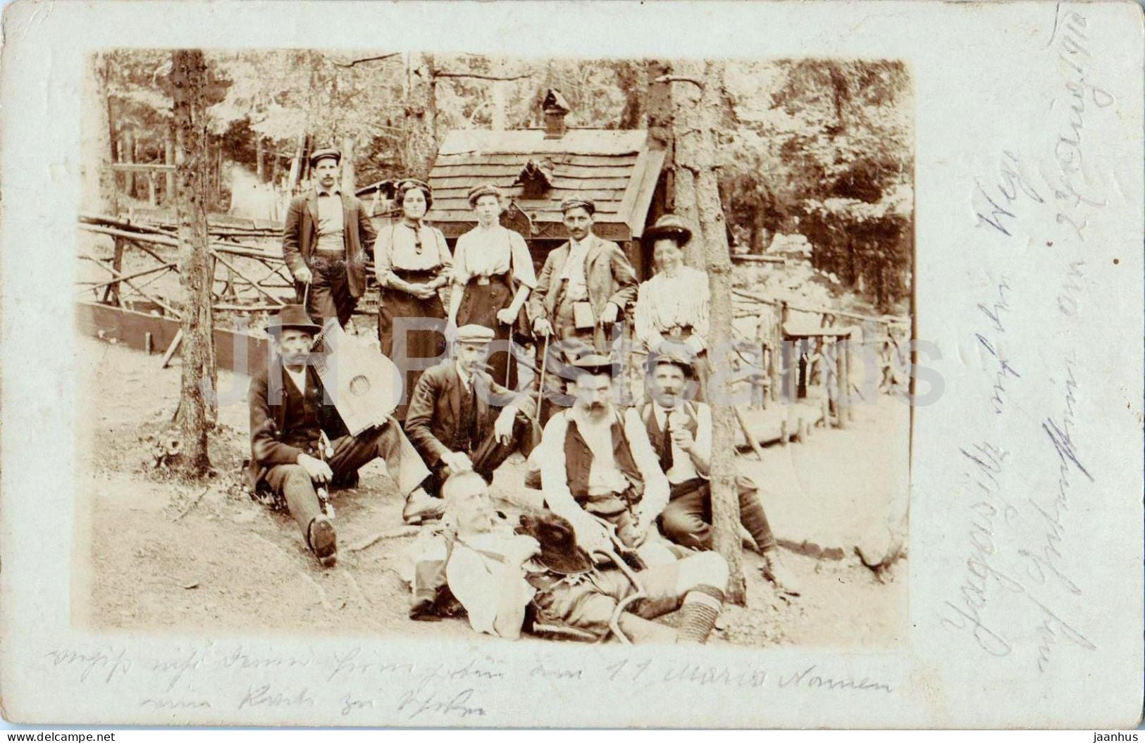 Jagasitz - Group of Tyrolean travelers with zither player - photo - old postcard - 1910 - Austria-Hungary - used - JH Postcards