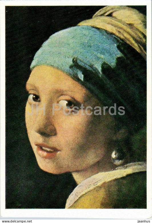 painting by Jan Vermeer - Girl with a Pearl Earring - Dutch art - 1979 - Germany DDR - unused - JH Postcards