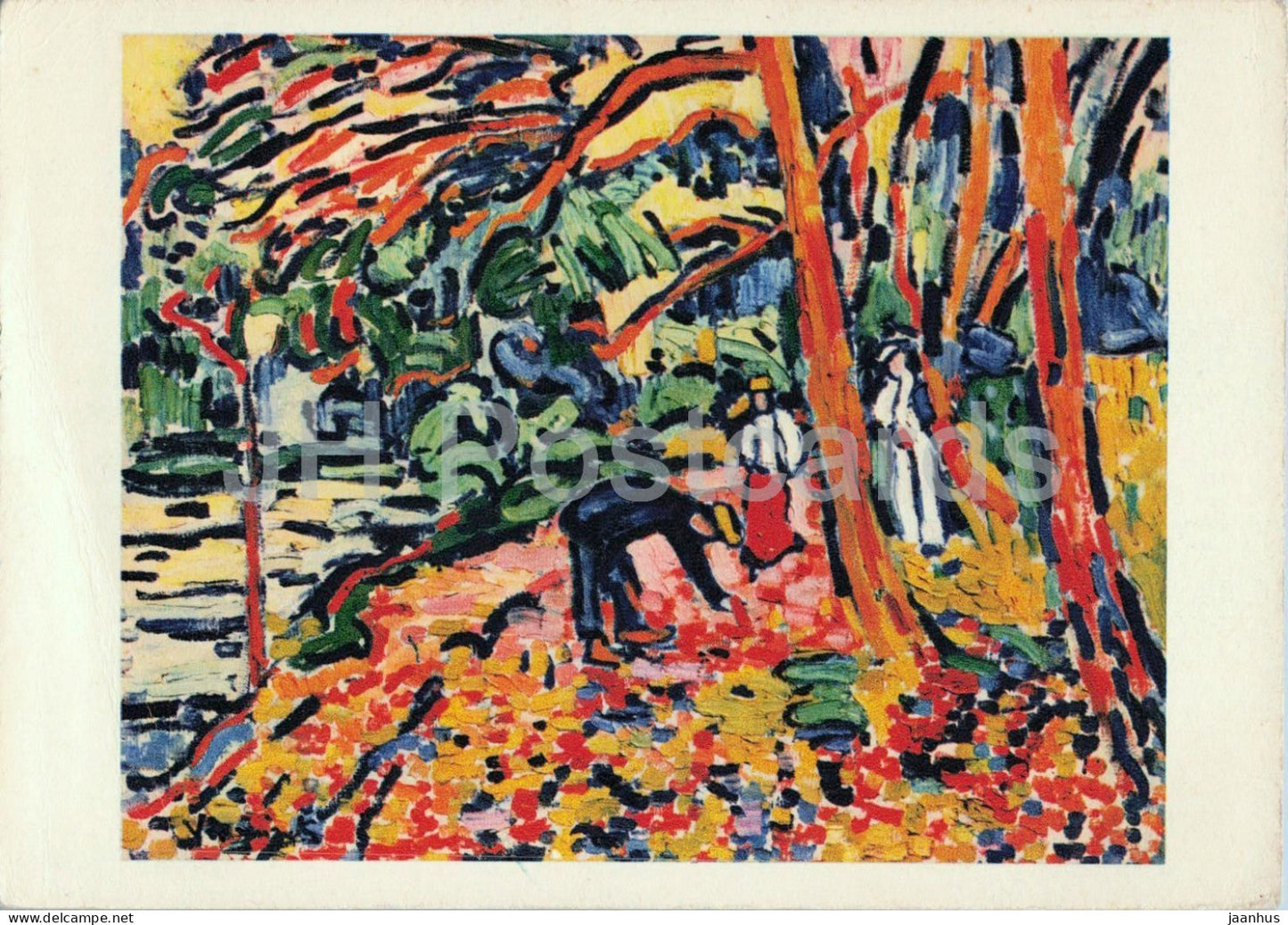 painting by Maurice de Vlaminck - Landscape with Dead Wood - French art - 128 - old postcard - 1950s - France - unused - JH Postcards