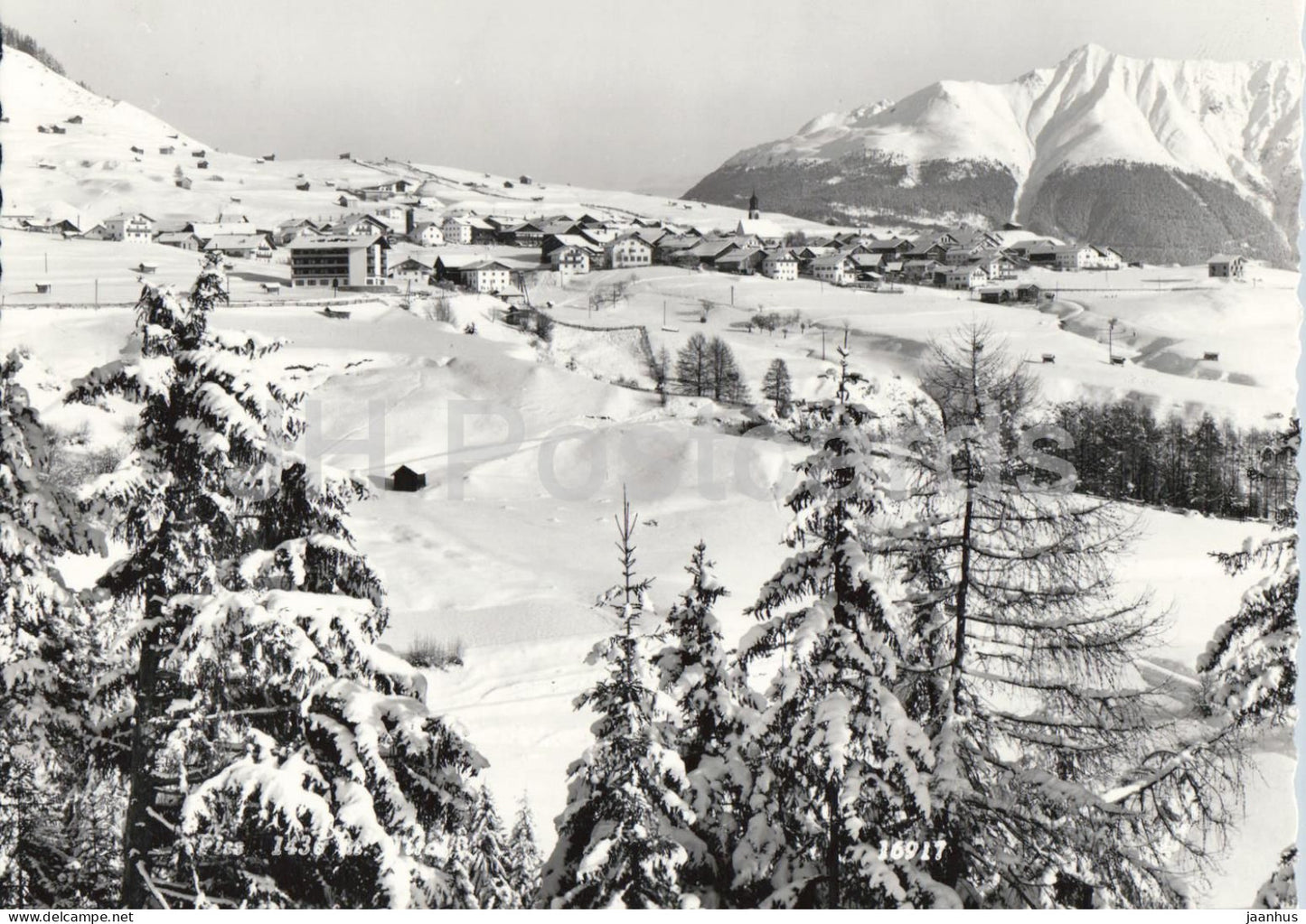 Fiss im Oberinntal gegen Kaunergrat mit Hoher Aifenspitze Tirol - mountains - winter - 16917 - 1967 - Austria - used - JH Postcards