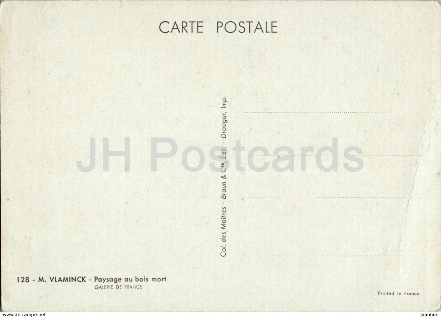 painting by Maurice de Vlaminck - Landscape with Dead Wood - French art - 128 - old postcard - 1950s - France - unused