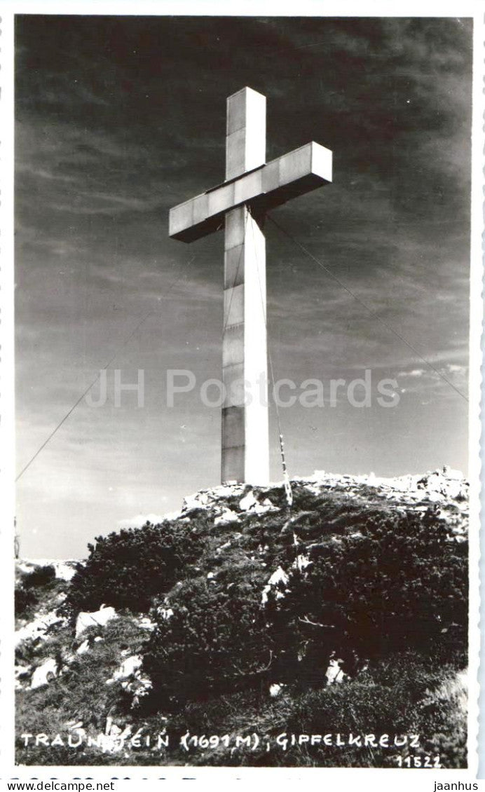 Traunstein 1691 m Gipfelkreuz - peak - cross - mountains - Alps - 11522 - 1960s - Austria - used - JH Postcards