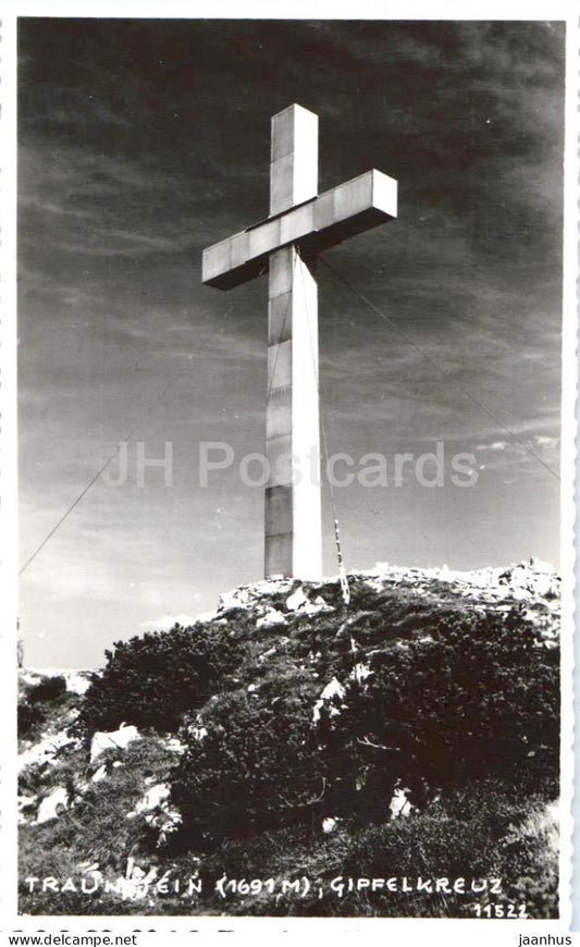 Traunstein 1691 m Gipfelkreuz - peak - cross - mountains - Alps - 11522 - 1960s - Austria - used - JH Postcards
