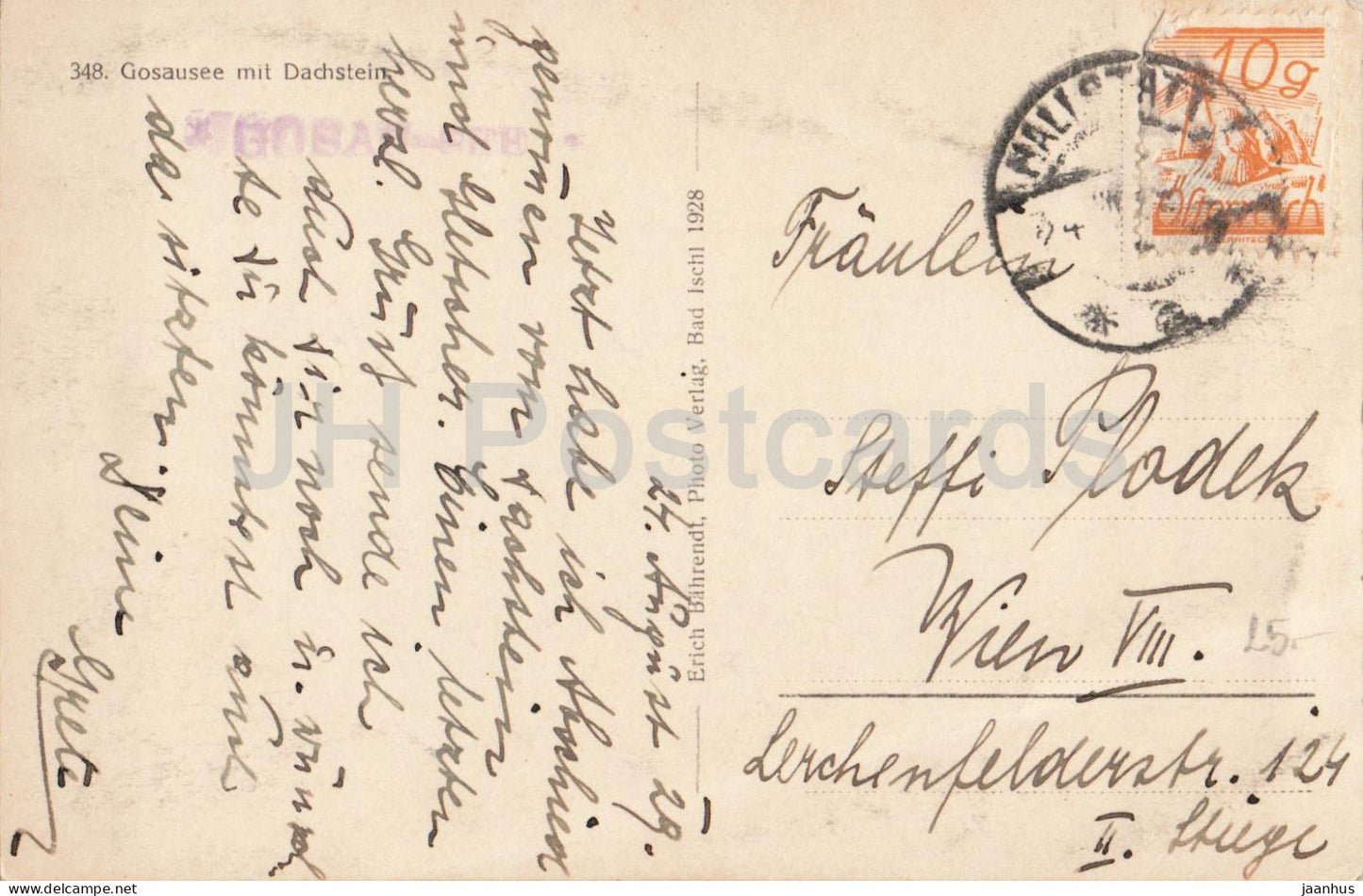 Gosausee mit Dachstein - alpine lake - glacier - No. 348 - old postcard - 1929 - Austria - used