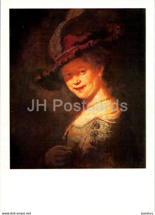 painting by Rembrandt - Young Saskia van Uylenburgh - woman - Dutch art - 1987 - Russia USSR - unused - JH Postcards