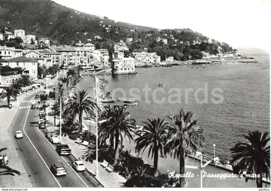 Rapallo - Passeggiata a mare - Seaside Promenade - car - street - seaside view - 2081 - old postcard - Italy - unused - JH Postcards