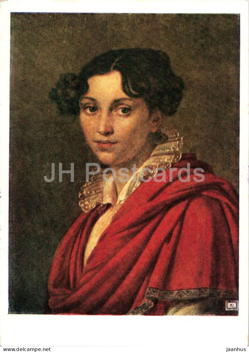 painting by Alexander Varnek - Portrait of M. S. Khatova - Russian art - old postcard - 1959 - Russia USSR - unused - JH Postcards