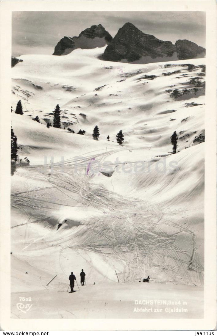 Dachstein 3004 m - Abfahrt zur Gjaidalm - alpine skiing - mountains - No. 7502 - old postcard - 1930s - Austria - unused - JH Postcards