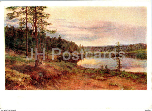 painting by I. Ostroukhov - Evening by the river - Russian art - 1960 - Russia USSR - unused - JH Postcards