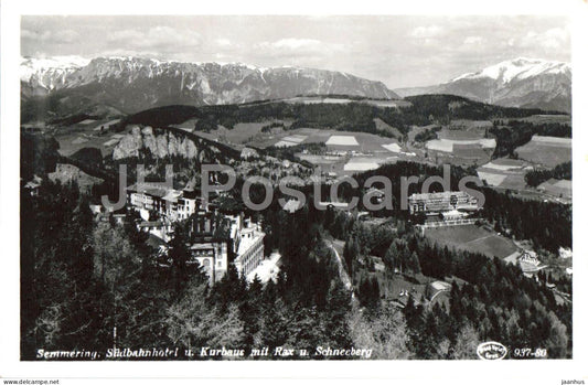 Semmering - Sudbahnhotel und Kurhaus mit Rax und Schneeberg - hotel No. 937-80 - old postcard - 1950s - Austria - unused - JH Postcards