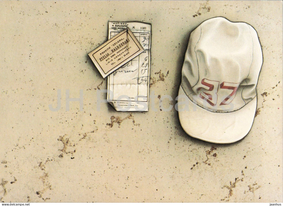 painting by R. Jansen - still life with cap and bill - illustration - 10021 - Germany - unused - JH Postcards