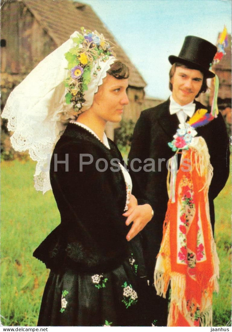 Niedersorbische - Lower Sorbian wedding couple - Most - folk costumes - tradition portrait - DDR Germay - unused - JH Postcards