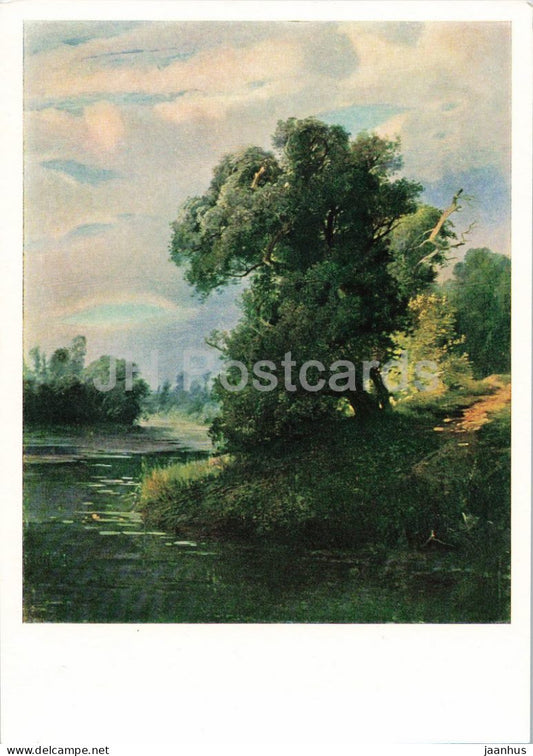 painting by Aleksey Savrasov - Trees on the River Bank - Russian art - 1966 - Russia USSR - unused - JH Postcards