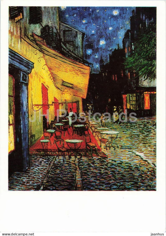 painting by Vincent van Gogh - Cafe Terrace at Night - Kaffeeterrasse am Abend - Dutch art - 1971 - Germany DDR - unused - JH Postcards
