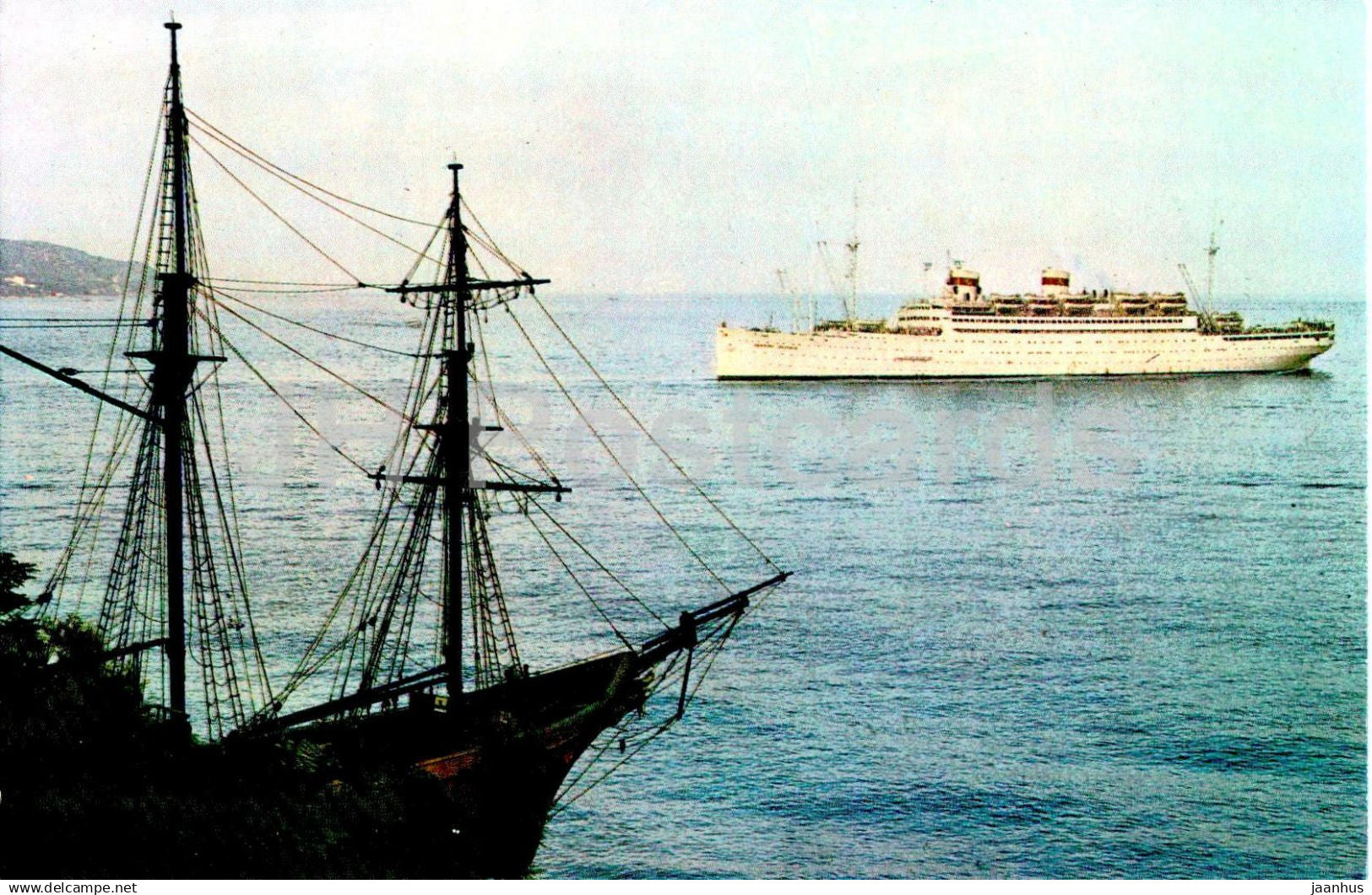 Yalta - view at the sea - ship - resort - 1976 - Ukraine USSR - unused - JH Postcards