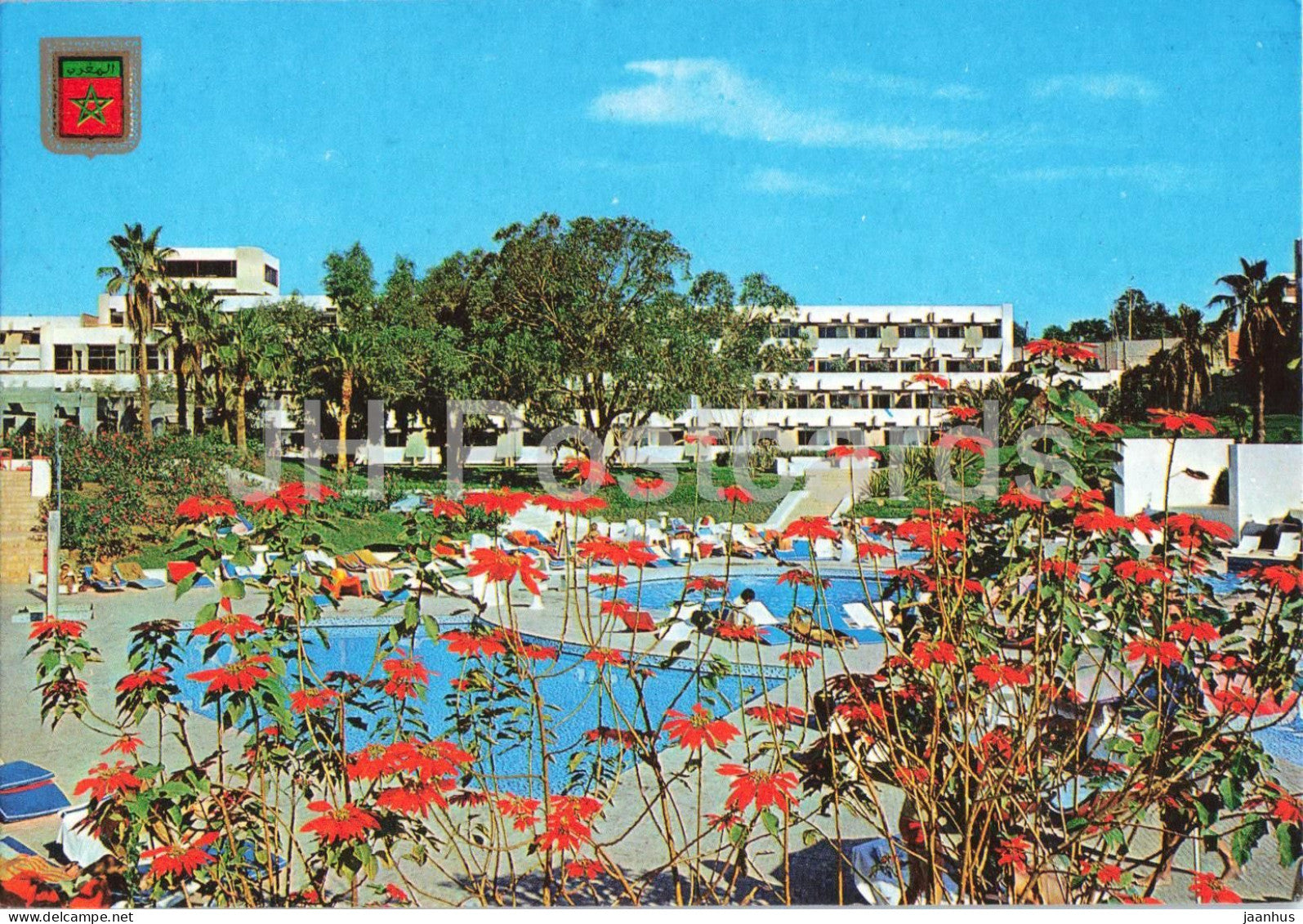 Agadir - Hotel Los Almohades - hotel pool - flowers - 47 - 1992 - Morocco - used - JH Postcards