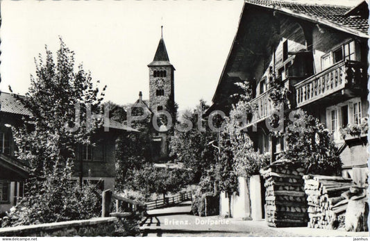 Brienz - Dorfpartie - village street - houses - church -1782 - old postcard - Switzerland - unused - JH Postcards