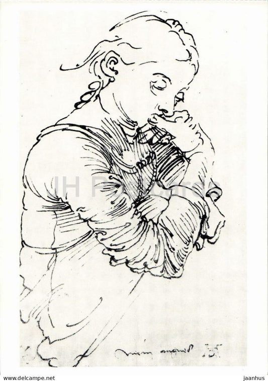 drawing by Albrecht Durer - My Agnes - Mein Agnes - German art - 1978 - Germany DDR - unused - JH Postcards