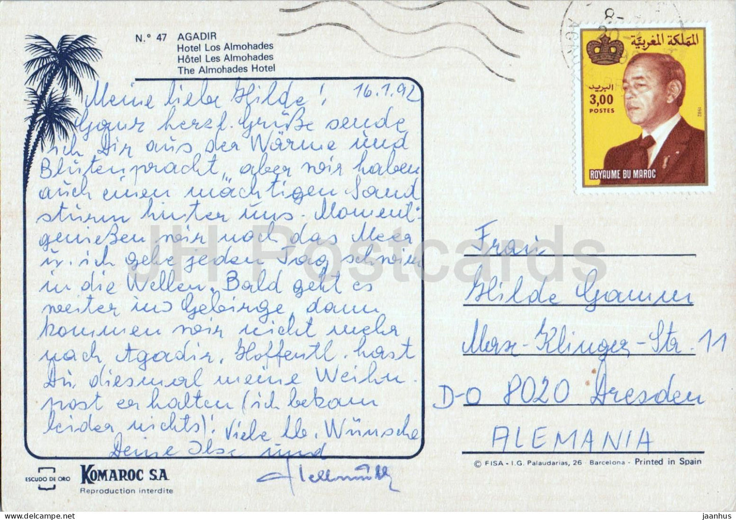 Agadir – Hotel Los Almohades – Hotelpool – Blumen – 47 – 1992 – Marokko – gebraucht