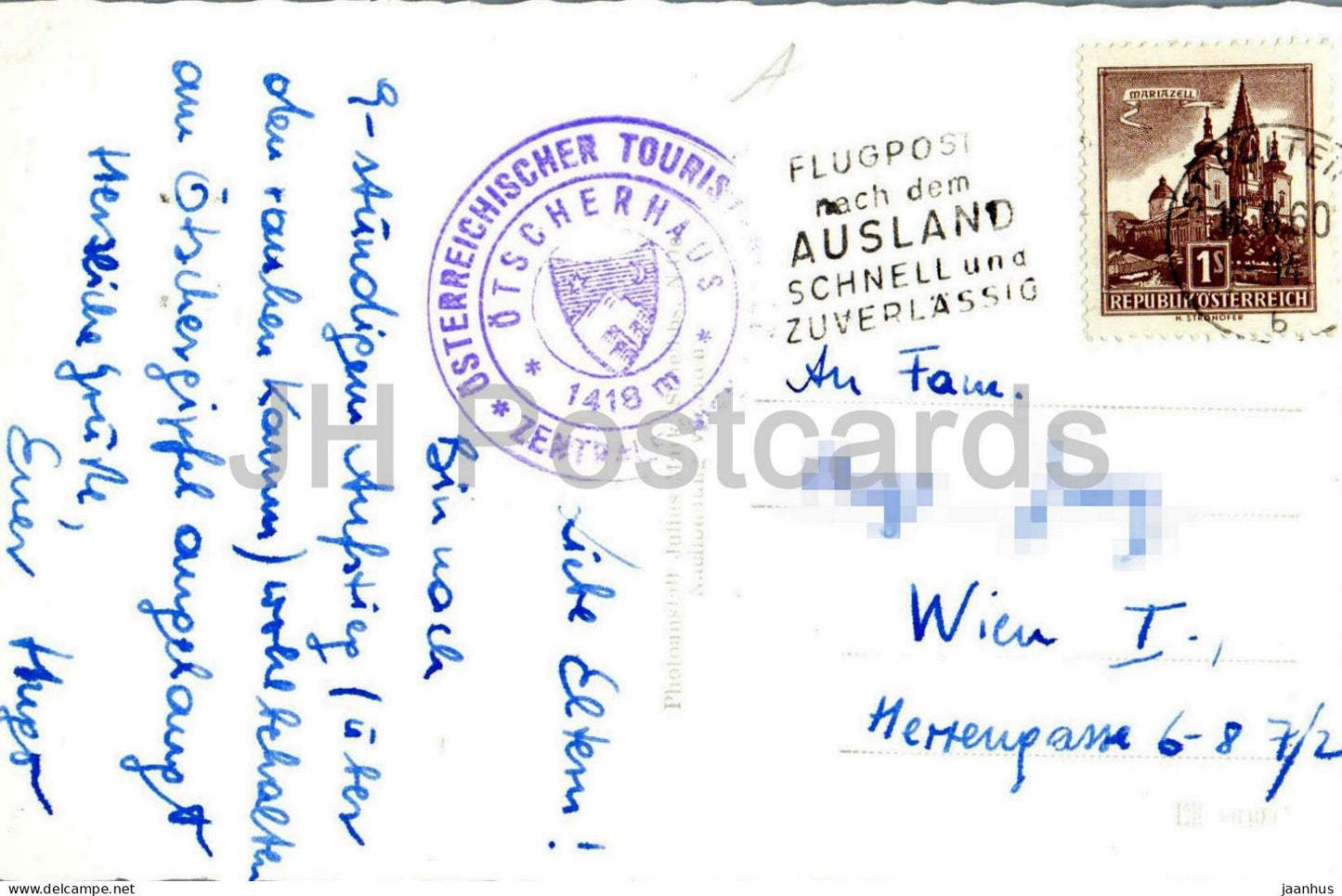 Ötschergipfel 1892 m Blick nach Westen - Ötscherhaus - Berge - Alpen - 1607 - 1960 - Österreich - benutzt