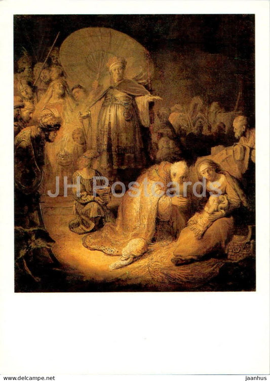 painting by Rembrandt - Adoration of the Magi - Dutch art - 1987 - Russia USSR - unused - JH Postcards