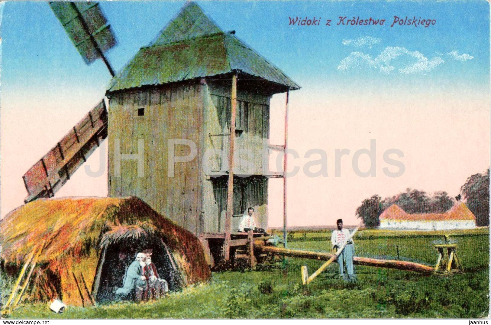 Widoki z Krolestwa Polskiego - Views from the Kingdom of Poland - windmill - 41 - old postcard - 1917 - Poland - used - JH Postcards