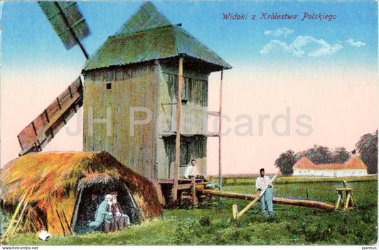 Widoki z Krolestwa Polskiego - Views from the Kingdom of Poland - windmill - 41 - old postcard - 1917 - Poland - used - JH Postcards