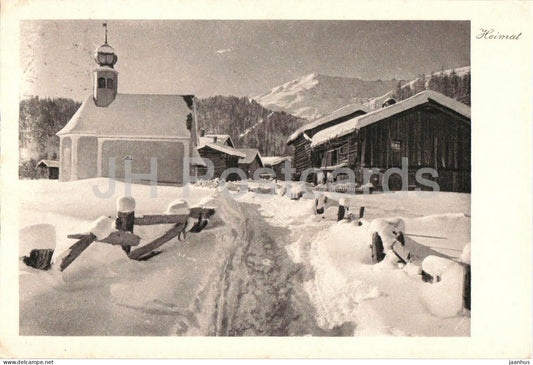 Heimat - Laret Davos Ortsblick Kirche Winteridyll - Neujahr - Series - 2710 - old postcard - 1925 - Switzerland - used - JH Postcards