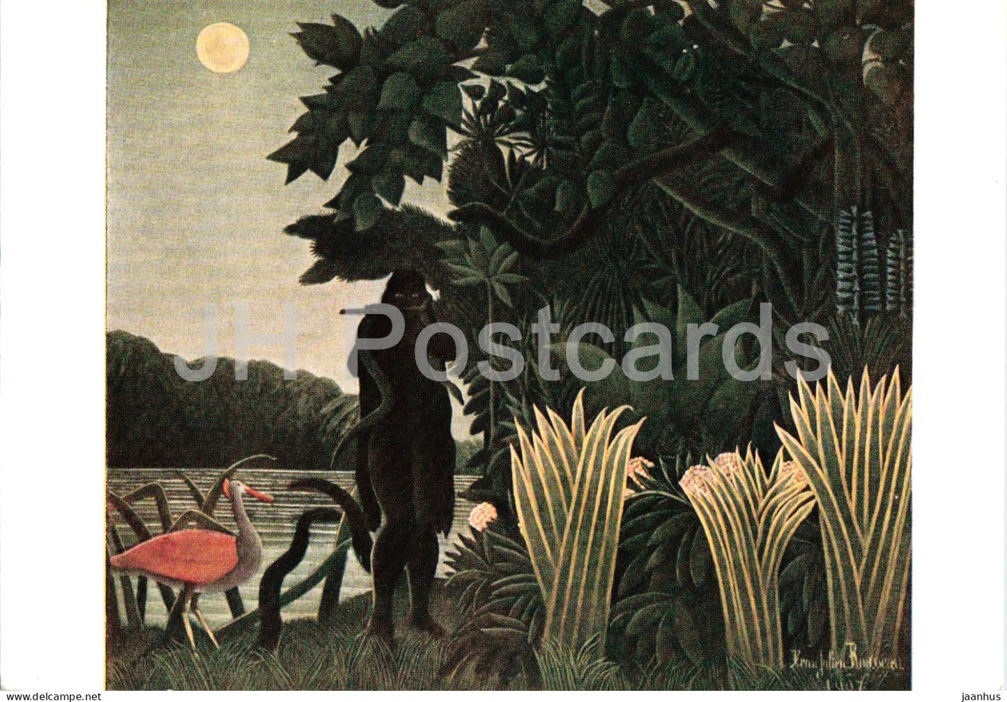 painting by Henri Rousseau - The Serpent Charmer - birds - French art - 6114 - France - unused - JH Postcards
