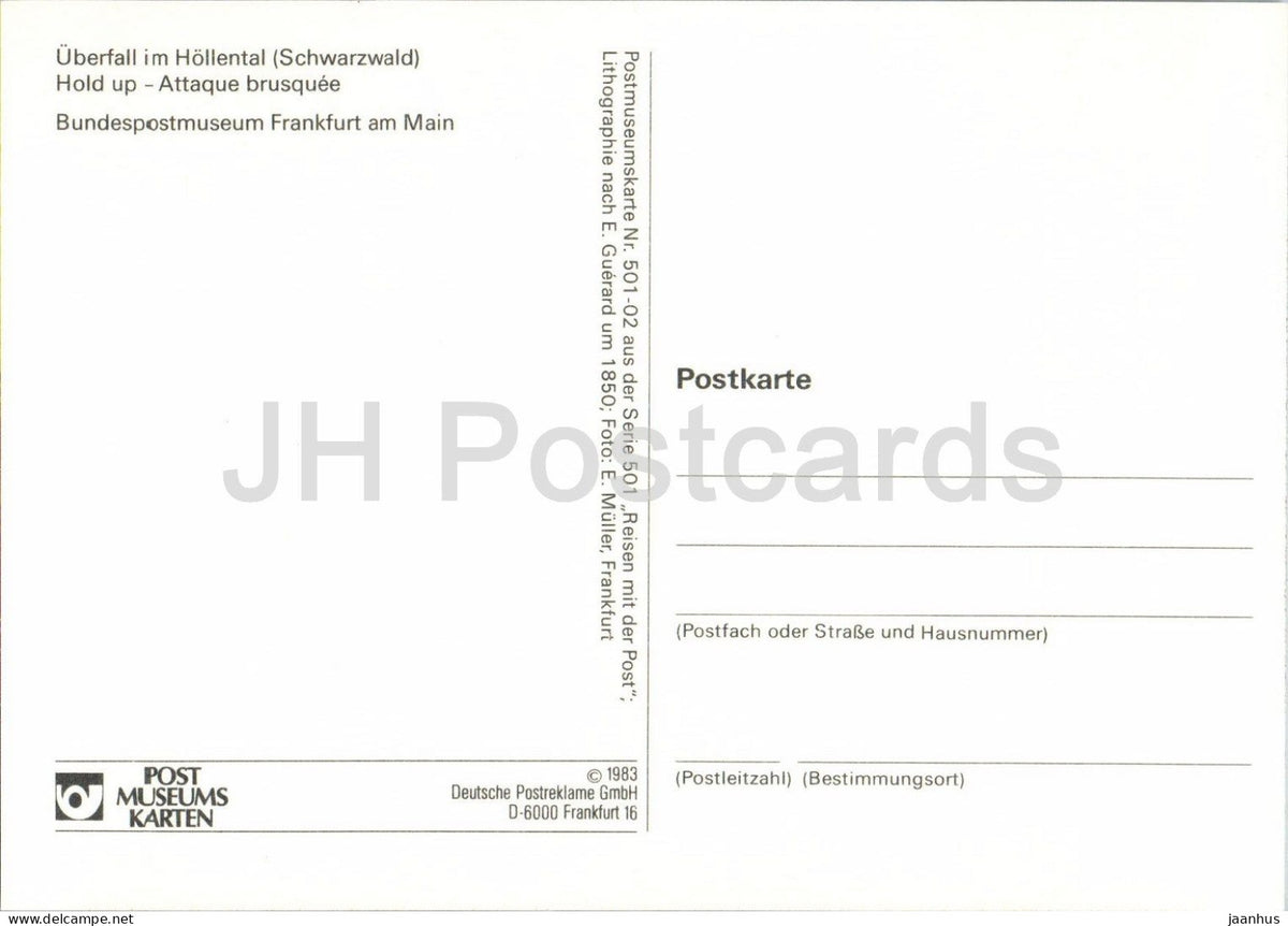 lithograph after E. Guerard - Hold up in the Hollental - Uberfall im Hollental - horse - 1983 - Germany - unused