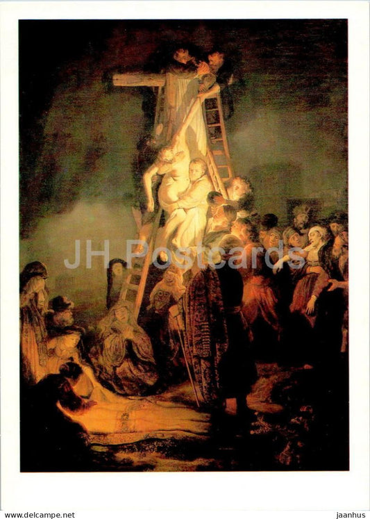 painting by Rembrandt - Take down from the cross - Dutch art - 1987 - Russia USSR - unused - JH Postcards