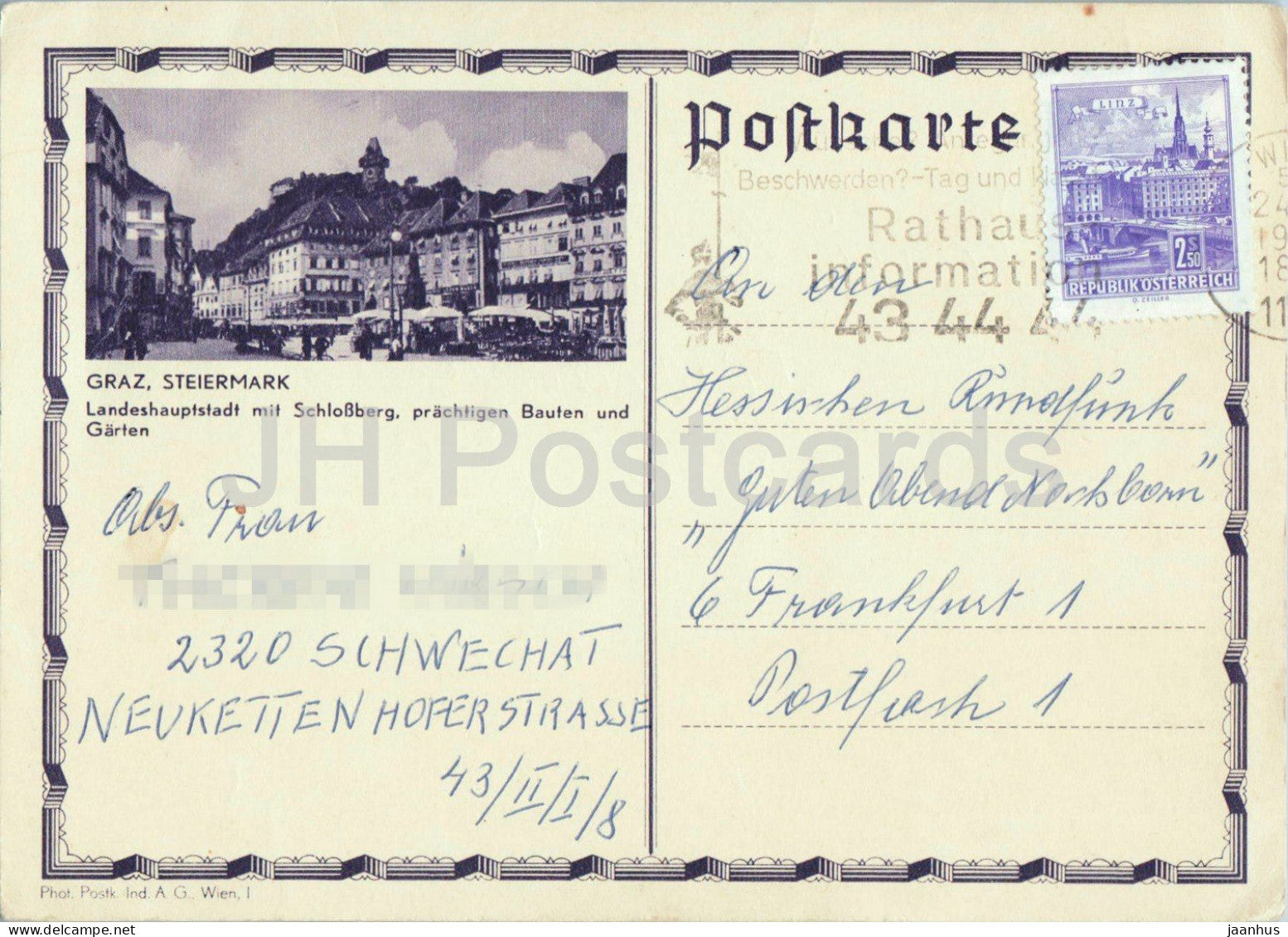 Graz - Steiermark - Schlossberg - postal stationery - old postcard - Austria - used - JH Postcards