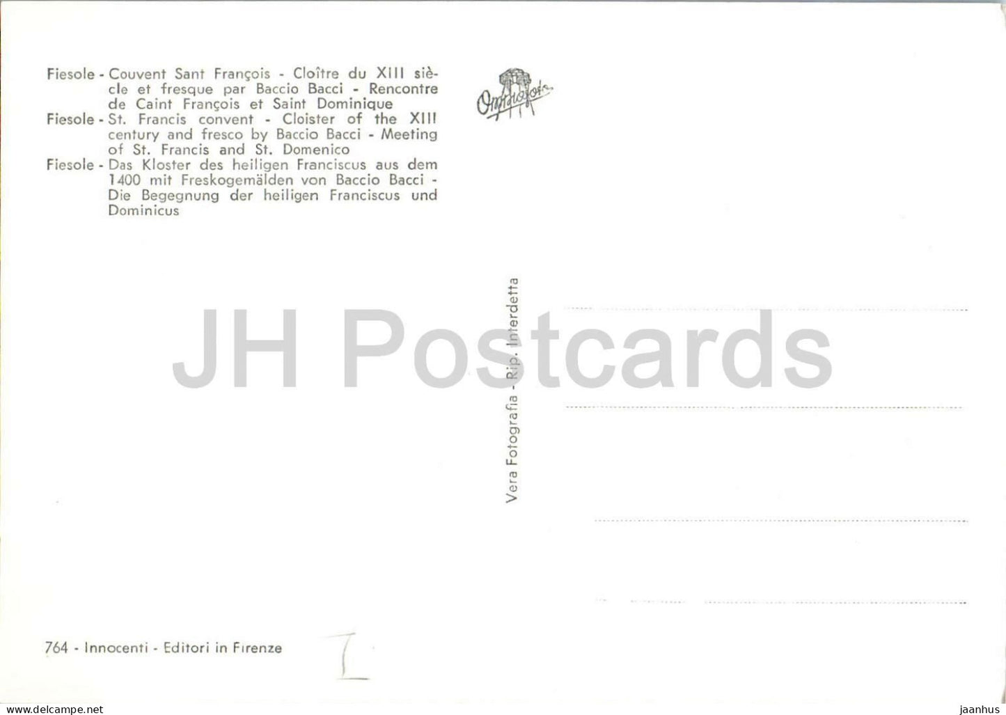 Fiesole - Convento S. Francesco - Chiostro - Convent - Cloister - 764 - old postcard - Italy - unused