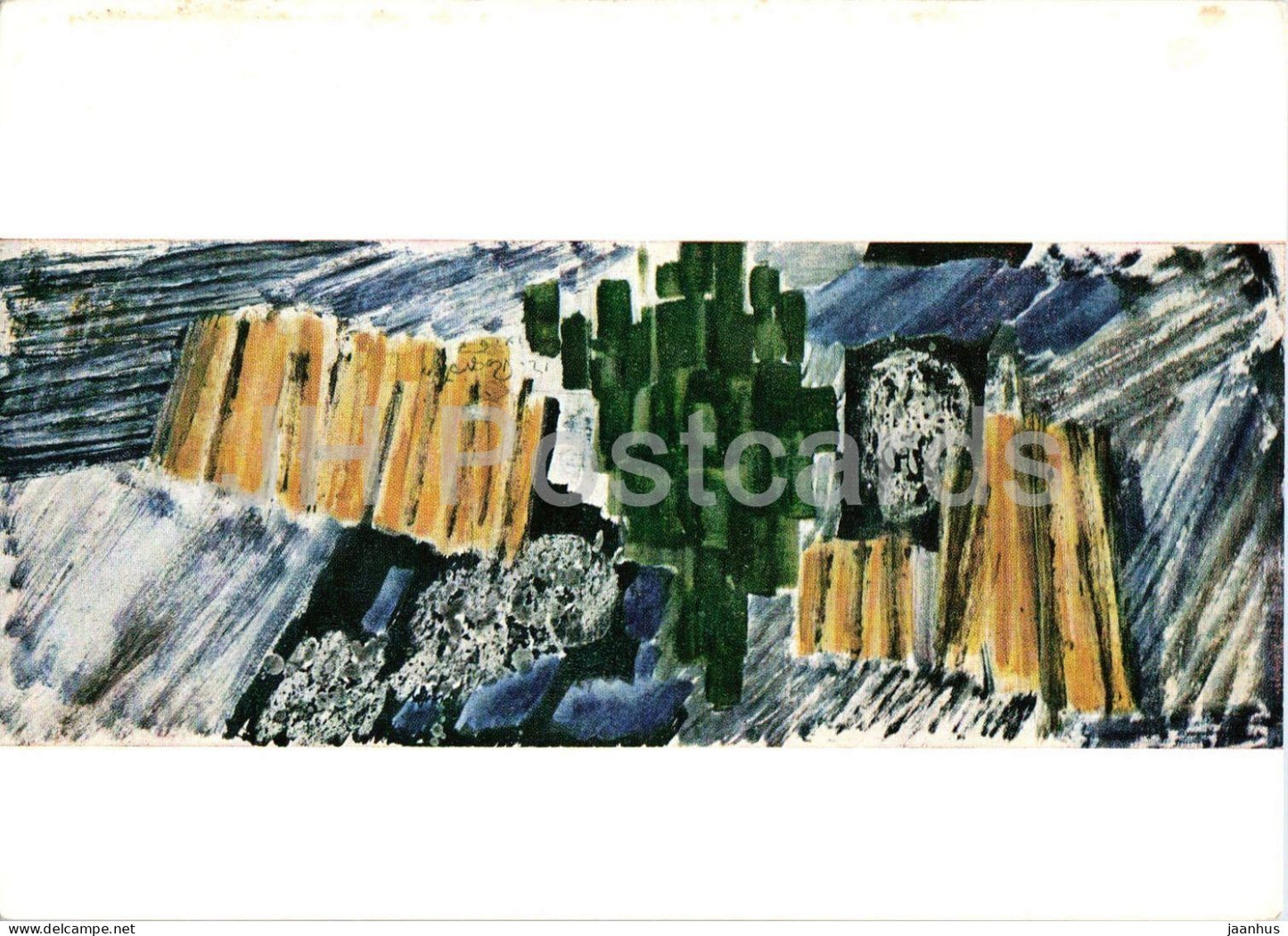 painting by Marie-Louise von Rogister - Green Massif - Grunes Massiv - German art - 202 - 1957 - Germany - unused - JH Postcards