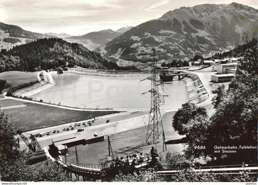 Golmerbahn Talstation mit Stausee - reservoir - mountains - funicular - 9686 - old postcard - Austria - unused - JH Postcards