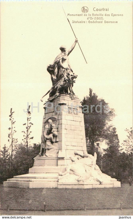 Kortrijk Courtrai - Monument de la Bataille des Eperons d’Or - Monument of the Battle - old postcard - Belgium - unused - JH Postcards