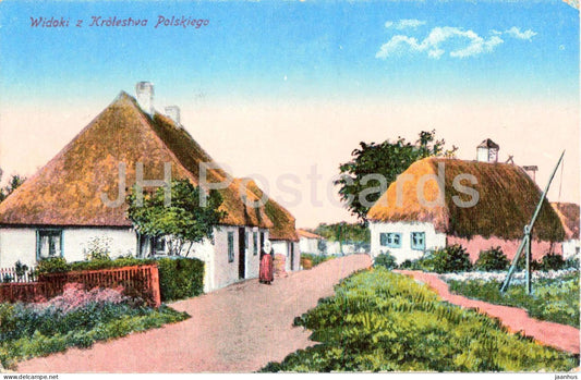 Widoki z Krolestwa Polskiego - Views from the Kingdom of Poland - farm houses - 25 - old postcard - 1917 - Poland - used - JH Postcards