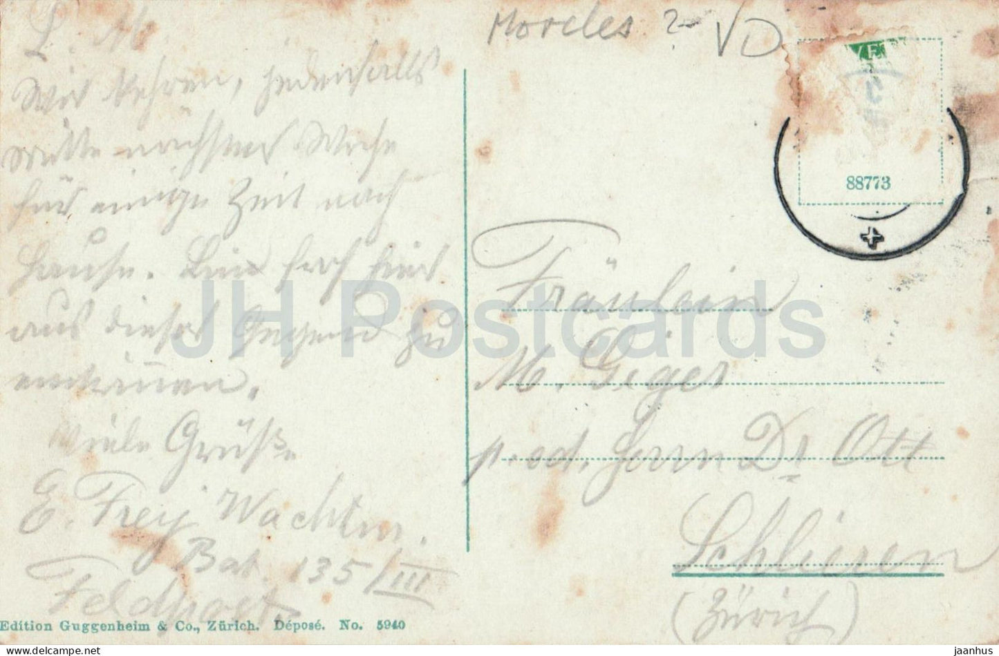 Morcles et la Cime de l'Est - montagnes - village - courrier militaire - Feldpost - carte postale ancienne - Suisse - utilisé 